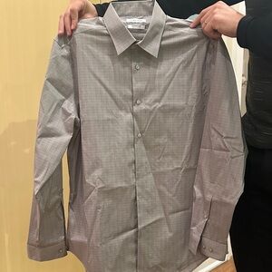 Calvin Klein Men's Gray Checkered Shirt